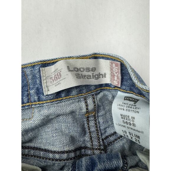Levi's 569 Loose Straight Jeans Grunge Baggy Relaxed Light Wash Kids Size 10 S - Picture 6 of 12
